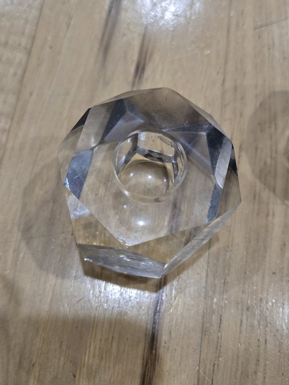 Pair Of Vintage Crystal Candle Holders - Clear- Diamond Cut - Picture 6 of 11